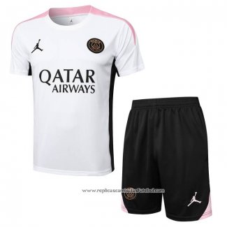 Fato de Treino Paris Saint-Germain Jordan 2024-2025 Manga Curta Branco - Calcas Curta