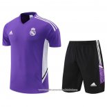Fato de Treino Real Madrid 2022-2023 Manga Curta Purpura - Calcas Curta