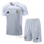 Fato de Treino Real Madrid 2025-2026 Manga Curta Cinza - Calcas Curta